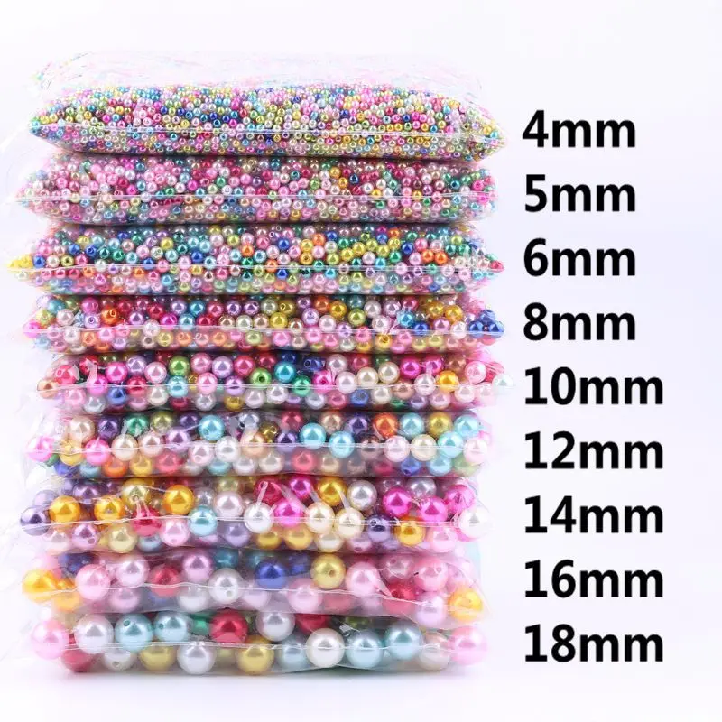 ABS Imitation Pearls Beads 4/5/6/8/10mm Mix Colors Round Spacer Beads with Holes for Jewellery Making Diy Handmade Accessories