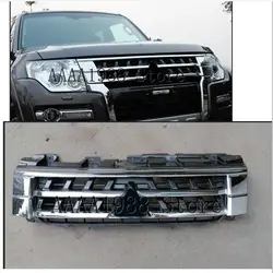 2015-2016 For Mitsubishi Pajero Montero IV 4  V93 V95 V97 V98    Chrome Front Bumper Grille Label Silver