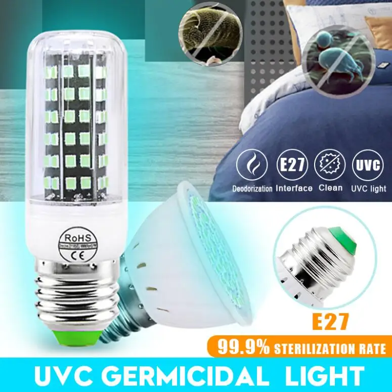 110V-220V E27 UV Desinfection Lamp 2385 SMD LED Sterilize 250nm UV-C Light Germicidal UV Bulb Lamp Disinfection