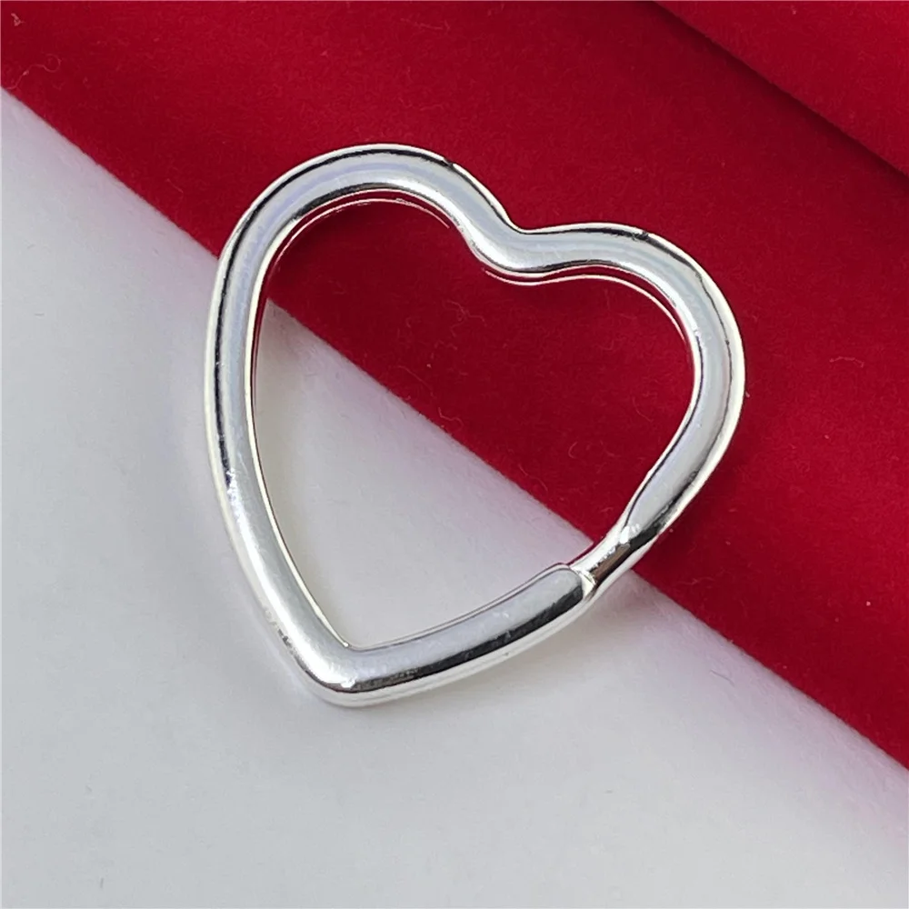 Portachiavi in argento 925 a forma di cuore semplice portachiavi regalo gioielli moda