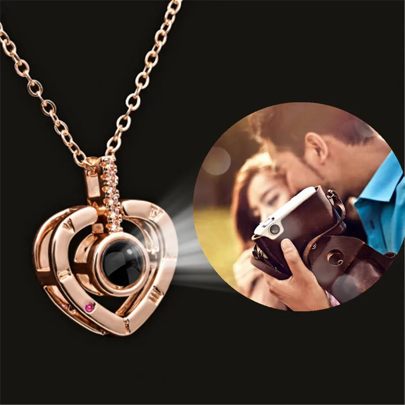 

Fashion Custom Couples Photo Pendant Necklaces Customize Pet Photos I Love You Necklace Projection Memory Lover Jewelry