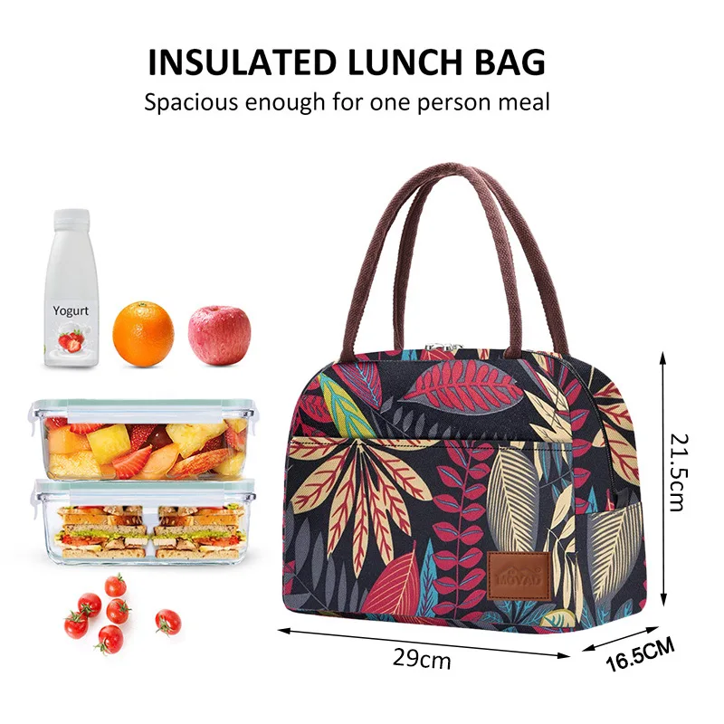 Borsa per il pranzo portatile in tela Aosbos borsa per alimenti multifunzione con isolamento termico borsa per il pranzo da Picnic per alimenti per