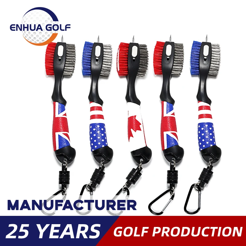 Golf Cleaner Flag Printing Golf Club Brush Cleaner Larger Size Head&Retractable Groove Cleaner, Durable Rubber Make Clean Easily