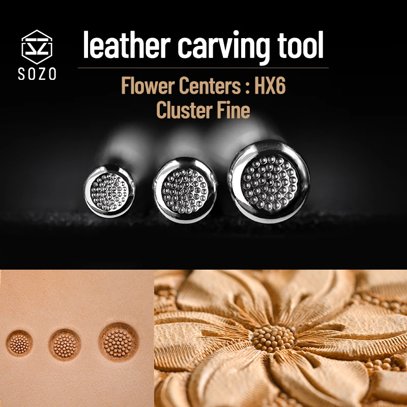 SOZO HX6 Leather Stamping Tool Flower Centers Cluster Fine Craft Handmade Engraving Stamps 304 Stainless Steel Printing Tool