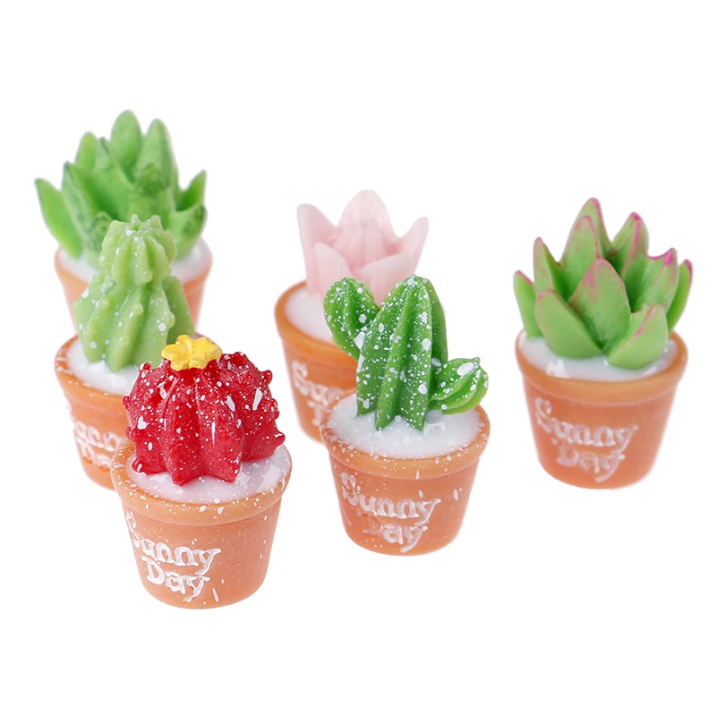 Cactus de resina para micro-paisagem, 5 lâminas decorativas bonsai diy acessórios de casas de bonecas de brinquedo