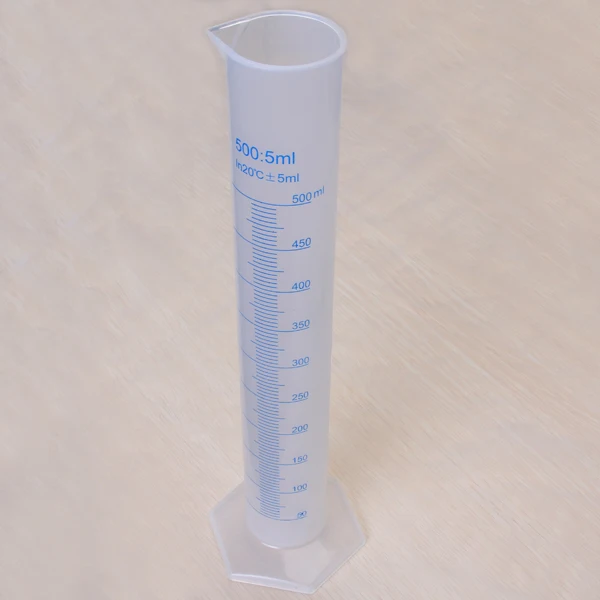 500ml Plastic Graduated Laboratory Test Measuring Cylinder Container Tube