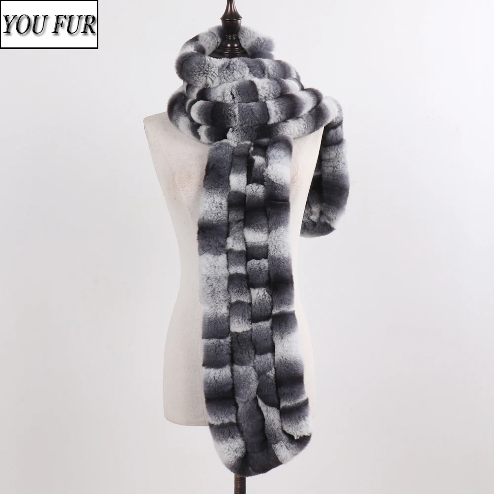 

2023 New Women Winter Real Rex Rabbit Fur Scarves Natural Soft Knit Long Rex Rabbit Fur Muffler Lady Warm 100% Genuine Fur Scarf