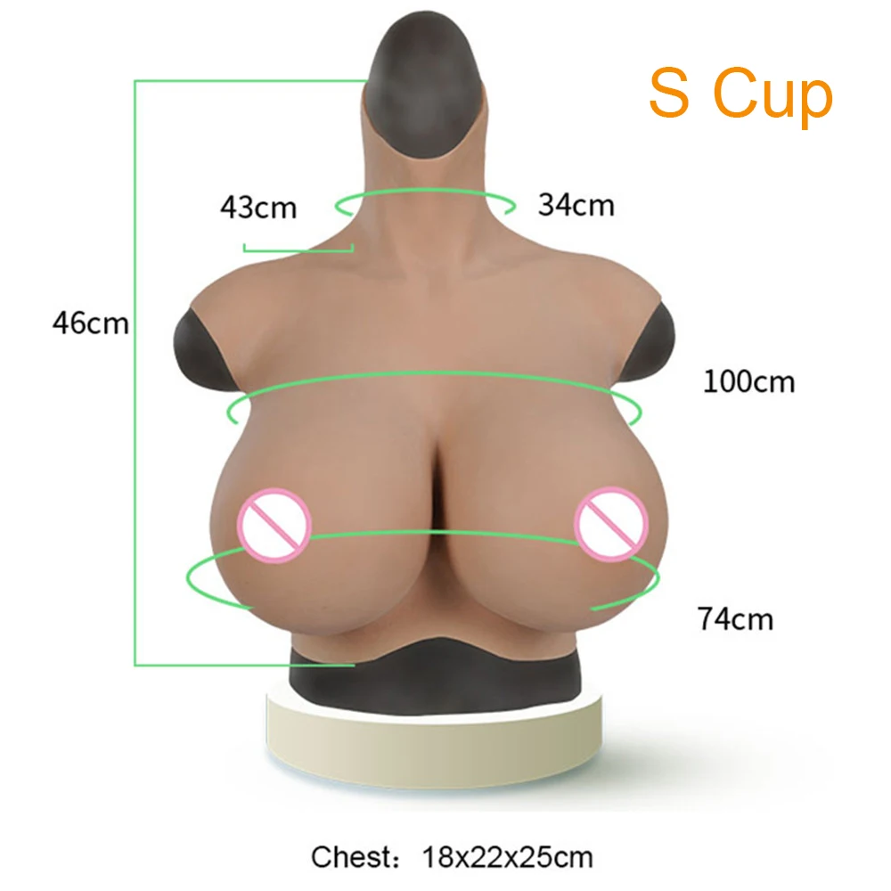 Giant Tits High Collar S Cup Fake Boobs Breast Form Enhancement Male To Female For Ladyboy Shemale Cosplay Cross Dressing