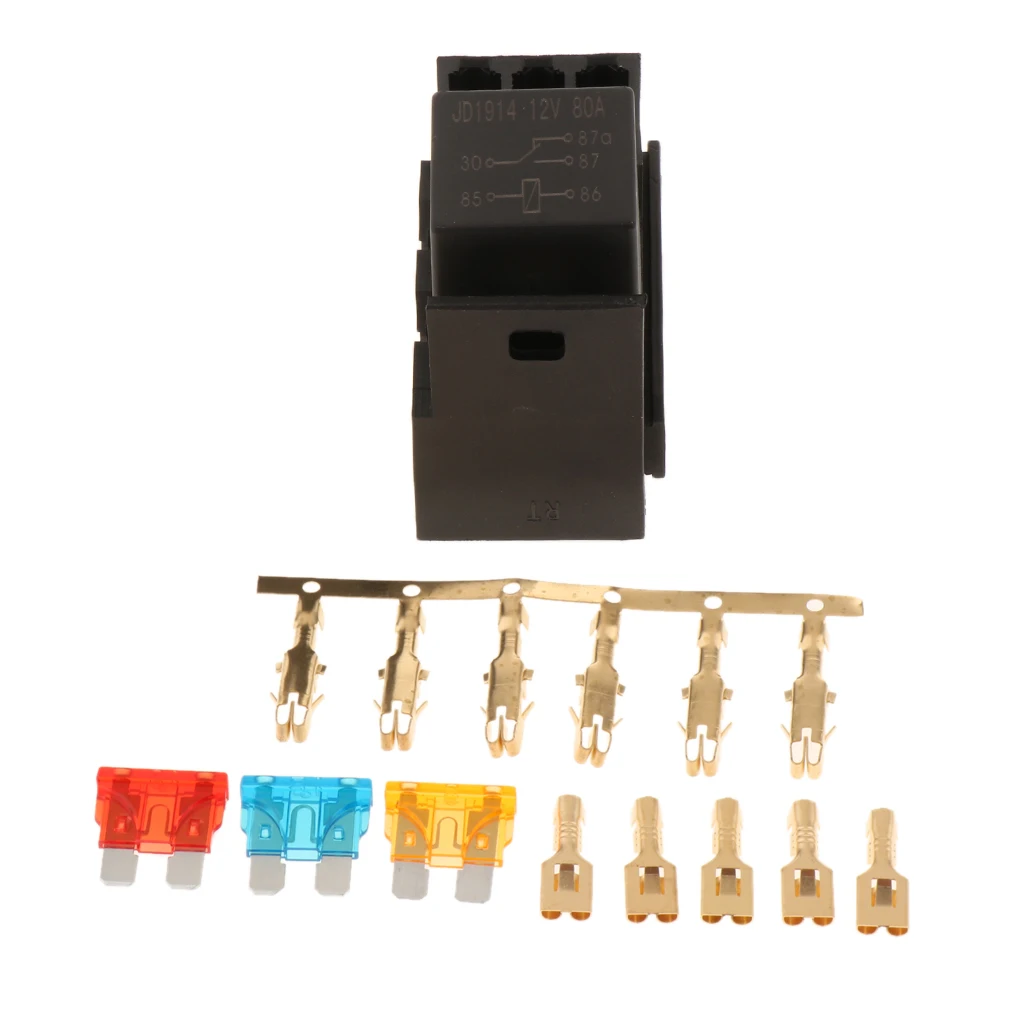 Automotive Marine RV Boat Fuse Relay Holder 4-Slot Relay Box 1 Relay 3 Fuses Automotive Fuse Relay Box Holder Relay Socket