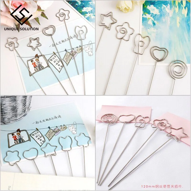 20pcs Metal Wired Business Card Holder Memo Photo Picture Paper Note Clip Bracket Diy Craft Home Office Supplies