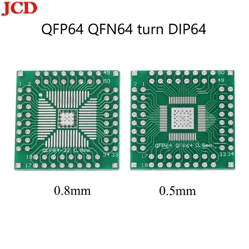 Jcd pcb board kit smd drehen zu dip adapter konverter platte fqfp 32 44 64 80 htqfp qfn48 sop ssop tssop 8 16 24 28 tssop56