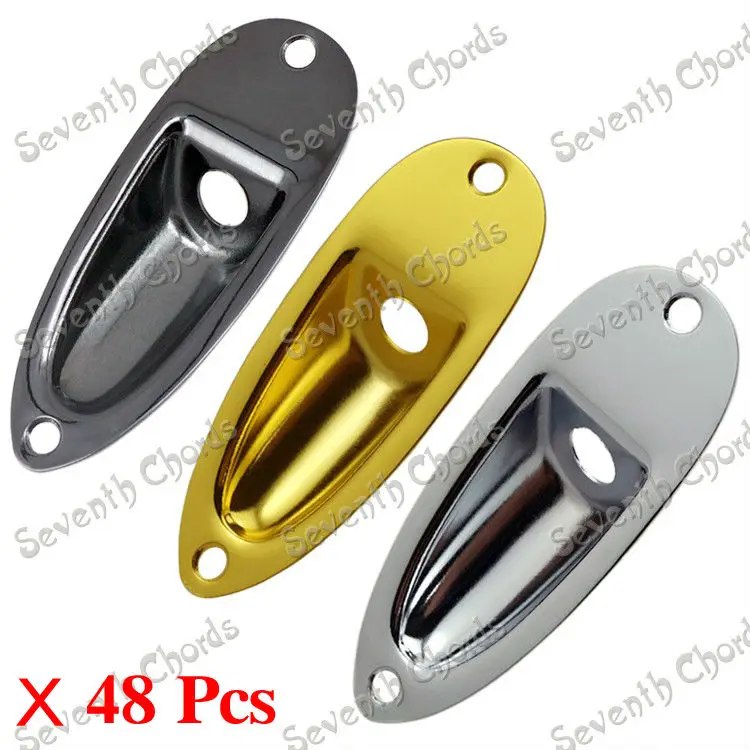 

48 Pcs Metal Boat Style Jack Plate for Electric Guitar - Socket Plate - Chrome - Black - Gold (CXGB-GDCRBK-60)