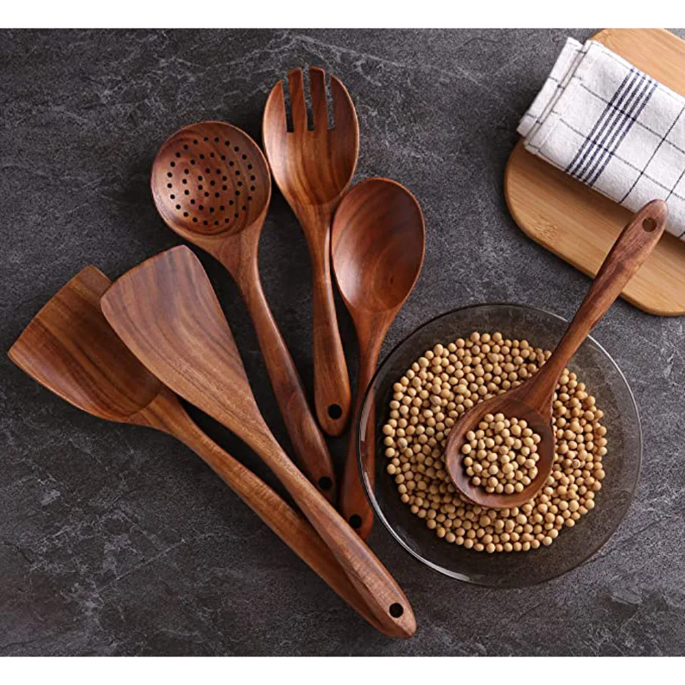 Kitchen Utensils Set,Wooden Cooking Utensil Set Non-stick Pan Kitchen Tool Wooden Cooking Spoons and Spatulas Wooden Spoons