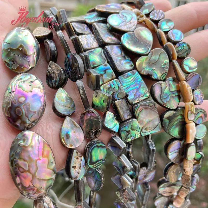 Natural Abalone Shell Multicolor Stone Loose Spacer Beads for DIY Necklace Bracelet Rings Earrings Jewelry Making Strand 15\