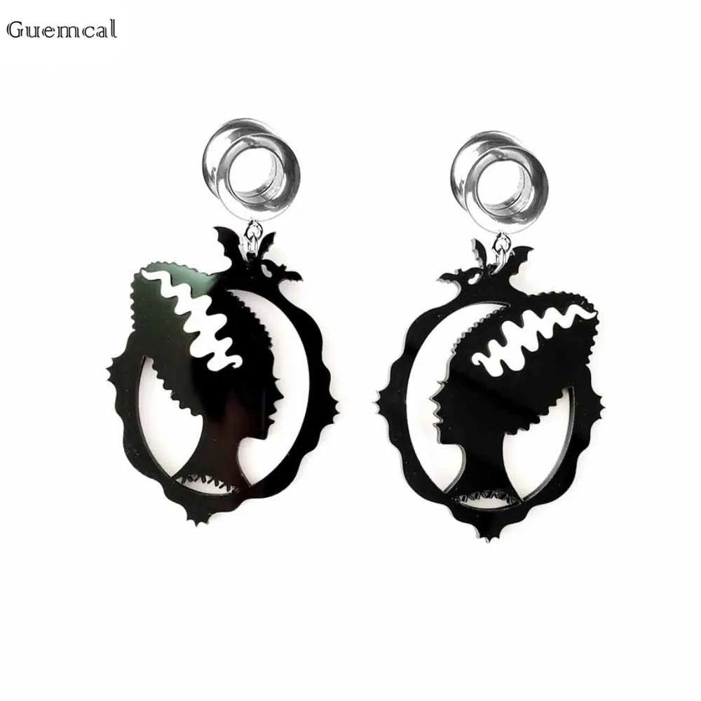 Guemcal 2pcs Hot Selling Stainless Steel Long Skull Head Palm Pendant Ear Expansion 6mm-25mm Piercing Jewelry