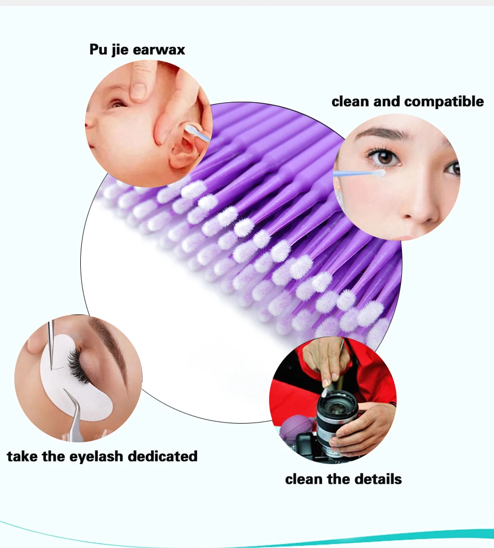 Quewel Disposable Eyelash Extension Brushes Lashes Extensiones Cotton swabs Individual Applicators Mascara Durable MakeupTools