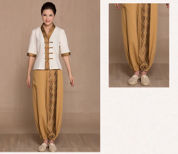 2023 frühling/Herbst Neue Thai Massage Uniform Polyester Top + Hosen Set Schönheit Club Arbeitskleidung Gesundheit Salon Uniform – Detail 7