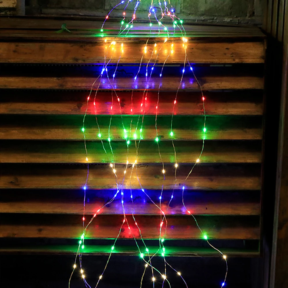 100/200/400leds Solar Fairy Waterfall String Lights Outdoor Vine Branch Garland Light Holiday Wedding Christmas Tree Decoration