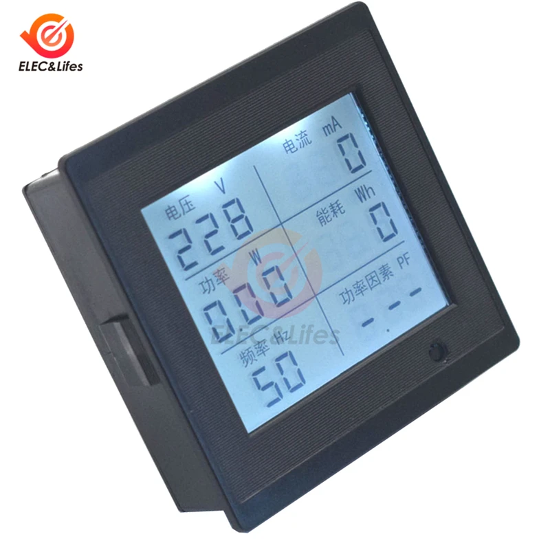 التيار المتناوب 80-300 فولت LED عرض مقياس التيار الكهربائي الفولتميتر Wattmeter لوحة متعددة الوظائف فولت الجهد متر فاحص وظيفة واقية