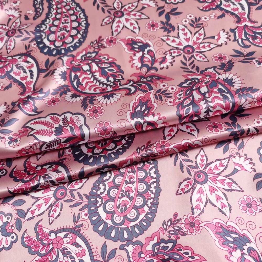 1 metr X 1,48 metra Vintage Paisley Pattern Satin Fabric Charmeuse Materiał podszewki do szalika