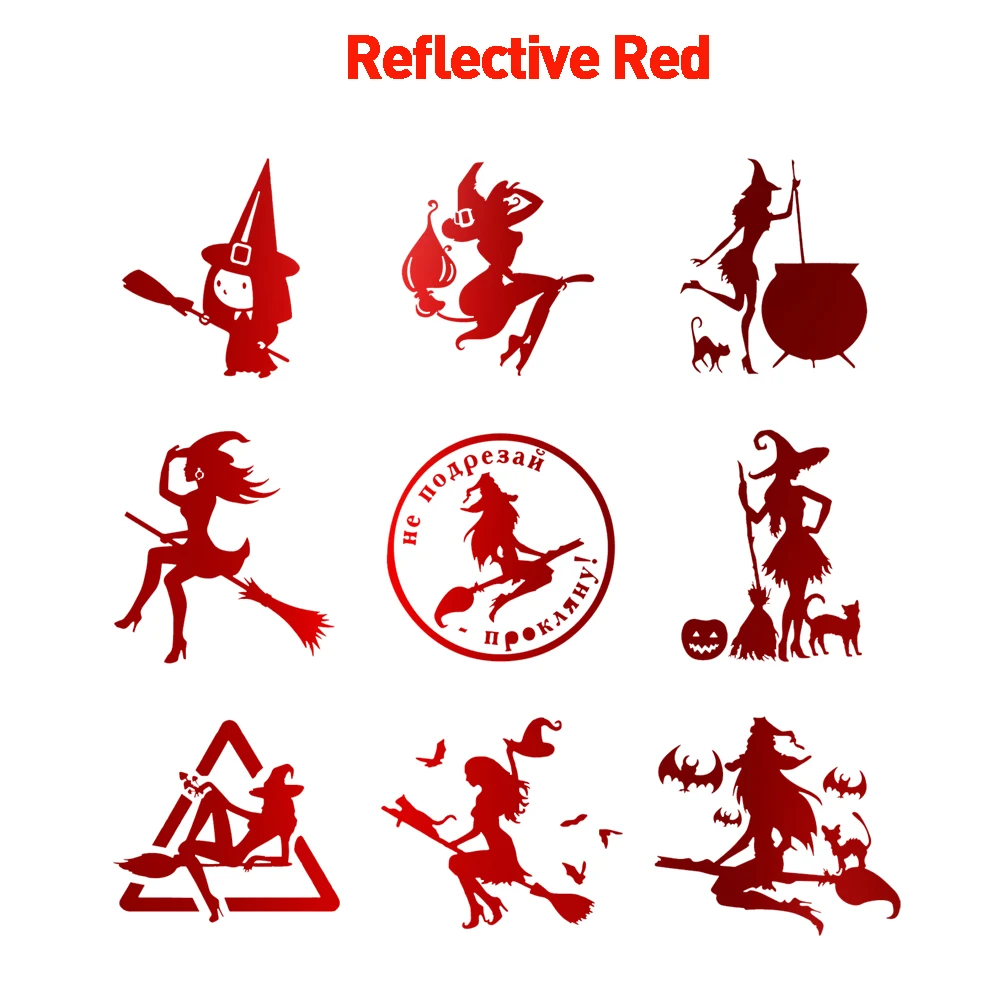 Diy Halloween Witch Flying On Broom Stickers Ussr Car Stickers Window Decal Vinyl Art Pattern Art Car Body Stickers Waterproof