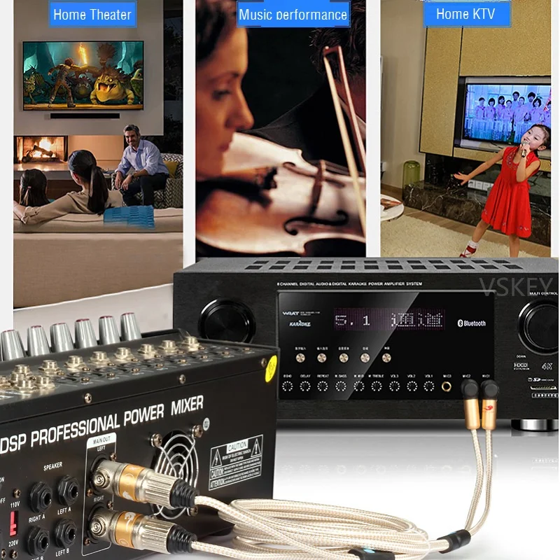 2 XLR أنثى إلى 2 RCA ذكر Hifi كابل الصوت ل مكبر للصوت خلاط وحدة التحكم DVD CD المتكلم تسجيل المسرح المنزلي محمية الحبال