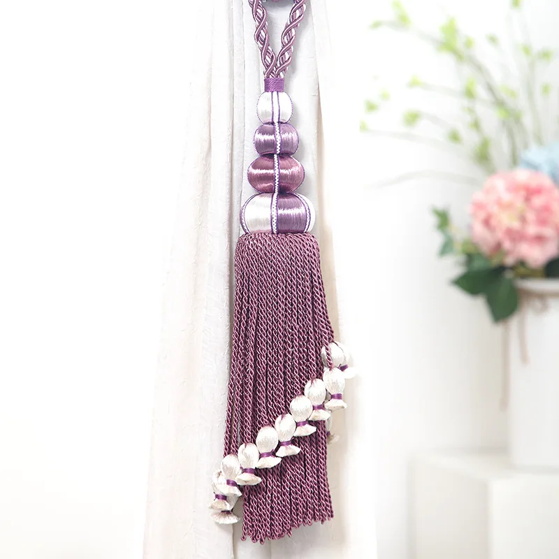 2pcs Gorgeous Tassel Curtain Tieback With Hanging Ball Drapery Rope Strap Holder for Hotel Home Decor 2020 New Curtain Accessory