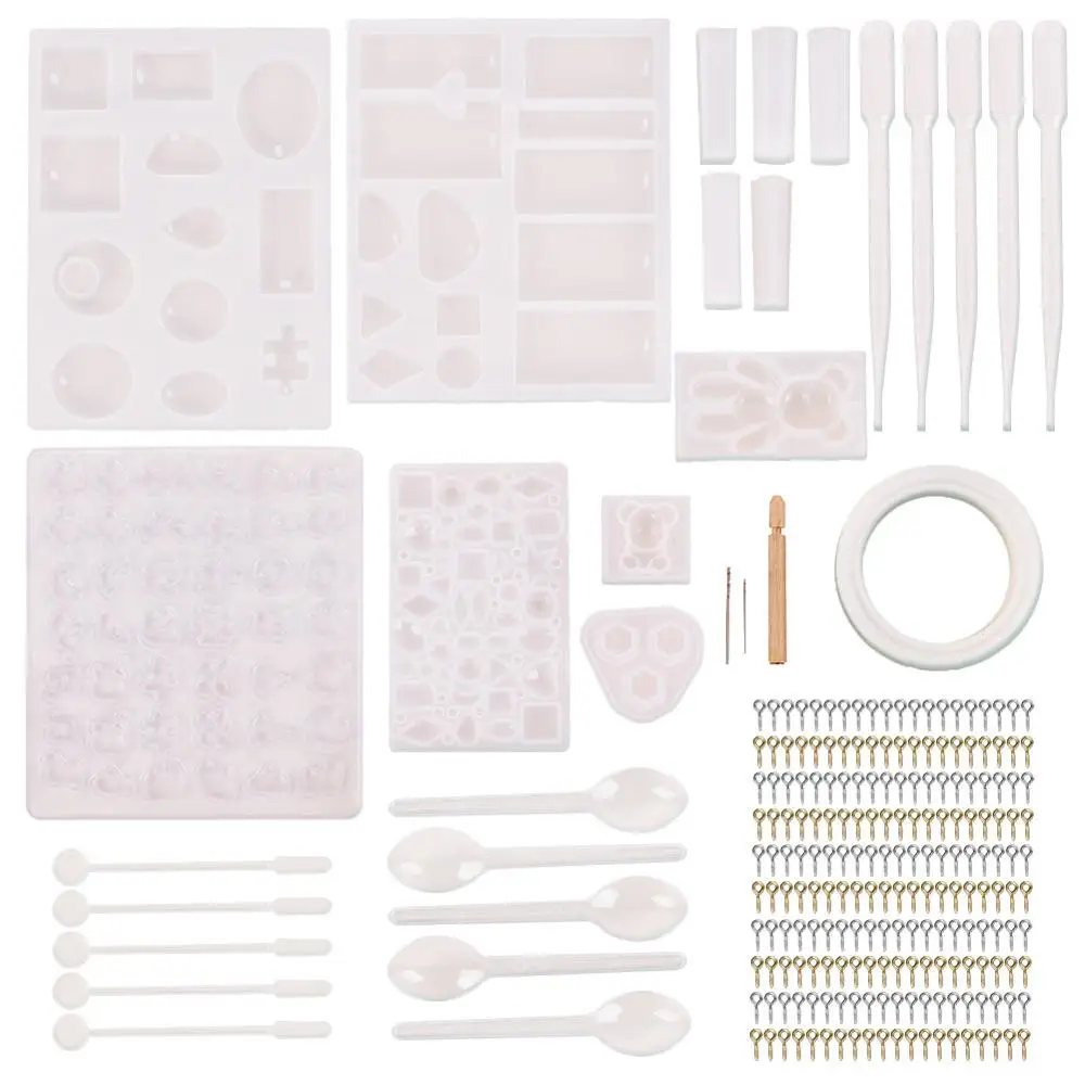 

229pcs/set Mixed Style DIY Silicone Epoxy Uv resin Casting Molds Jewelry Tool kits