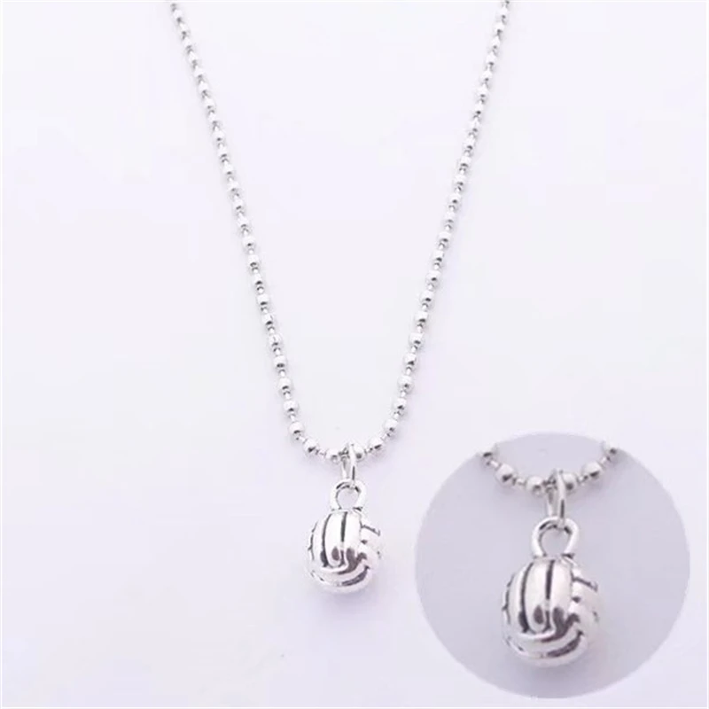 Fashion Volleyball Pendant Silver Color Necklace for Girls, Sports Jewelry, Cheerleaders Jewelry, School Gifts, Birthday Gifts,