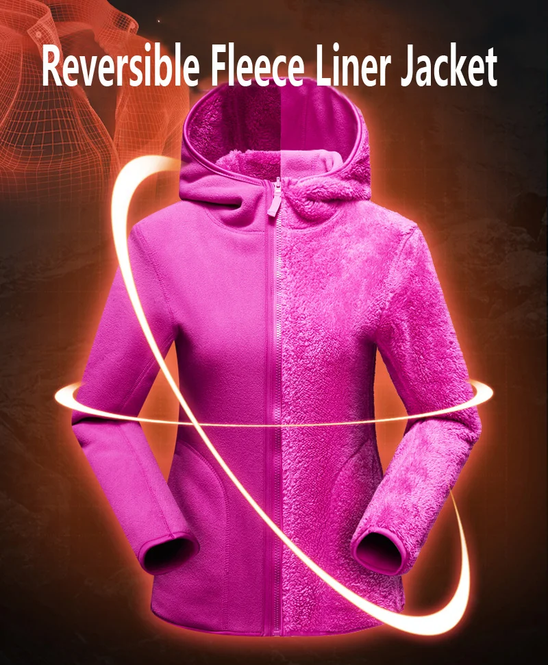 Unisex Reversible Hoodie Women Pullover Sweatshirts Winter Warm Polar/Coral Fleece Hooded Jacket Ladies Flannel Coat Hoody