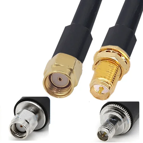 Nuevo Cable LMR400 Kabel RP SMA macho a RP SMA hembra conector de baja pérdida cable Coaxial RF