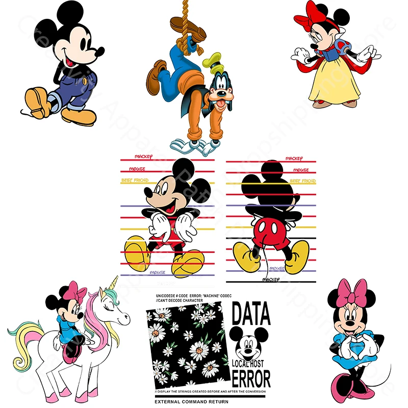 Cute Mickey Minnie Mouse Fusible Patch on Clothes Thermal Transfer Stickers for Children\'s Clothing Thermoadhesive Patches Decor