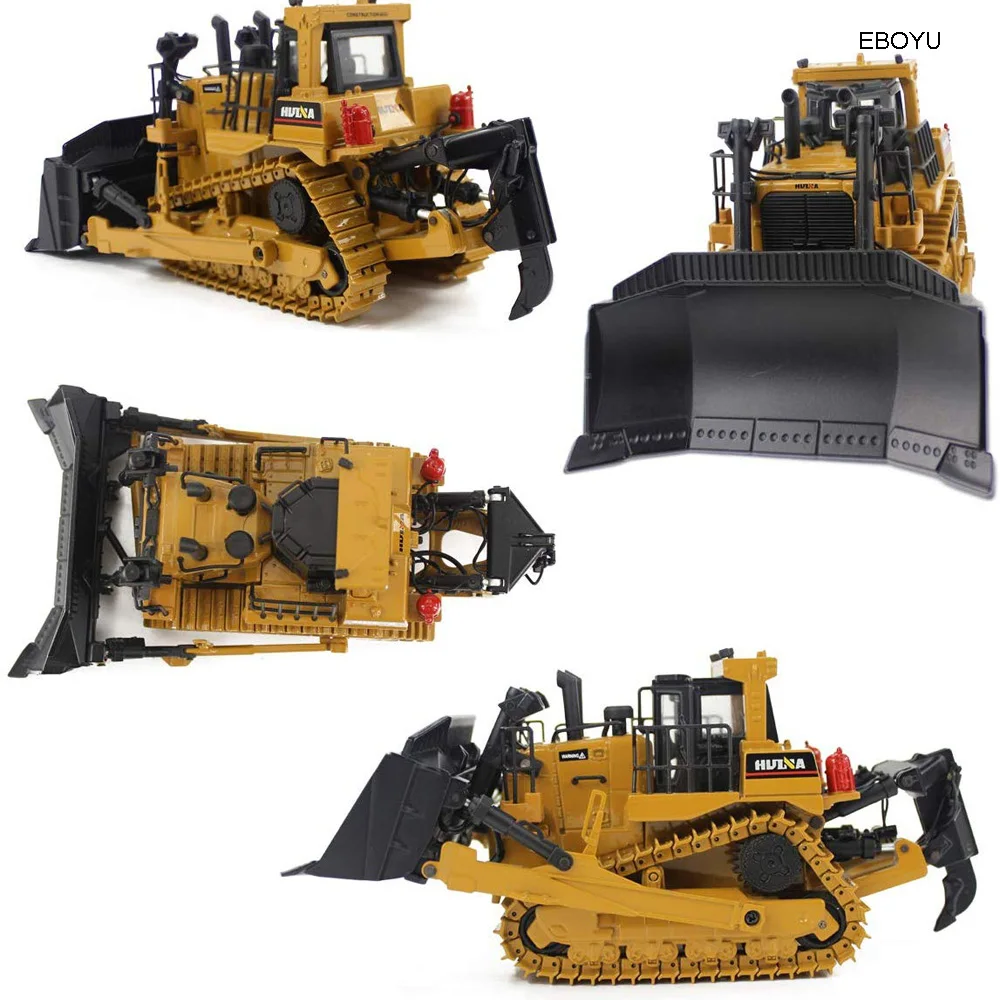 EBOYU 1:50 Diecast Bulldozer Track Type Tractor Alloy Dozer Models Construction Vehicle Simulated Bulldozer Gift Toy for Kids