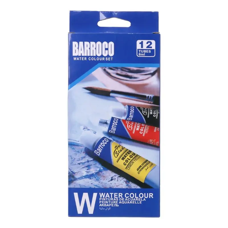 Tubes de 12 couleurs de 6ml, pour peinture, dessin, ensemble de pigments d'aquarelle avec brosse, fournitures d'art