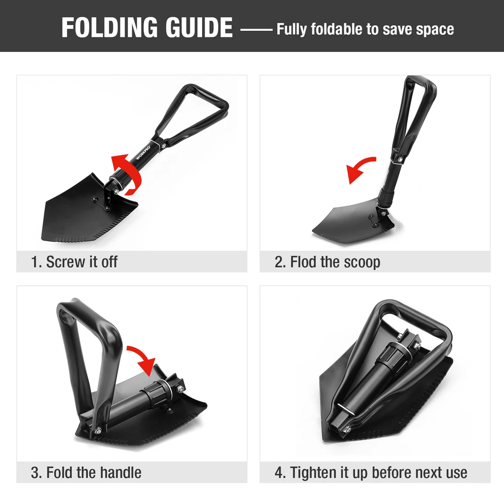 WORKPRO Quân Sự Xẻng Chiến Thuật Mini Gấp Xẻng Có Túi Đựng Cắm Trại Ngoài Trời Spade Sinh Tồn Khẩn Cấp Dụng Cụ