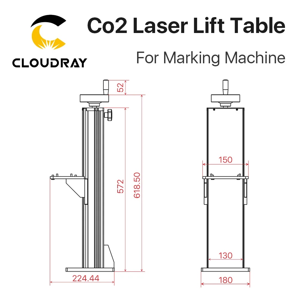 Imagem -02 - Cloudray Co2 Laser Marcação z Eixo Coluna de Elevação Suporte 500 & 800 mm Altura 8kg Carga-bearin para Co2 Fibra Gravação a Laser Maxchine