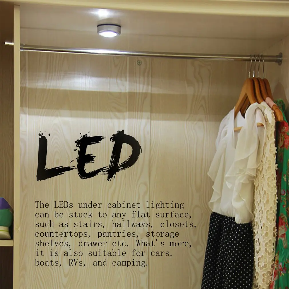 Lâmpada LED de toque redonda para teto e parede, alimentado por bateria, Mini LED Night Light, Pat Lamp, luz de emergência para cabeceira e gabinete