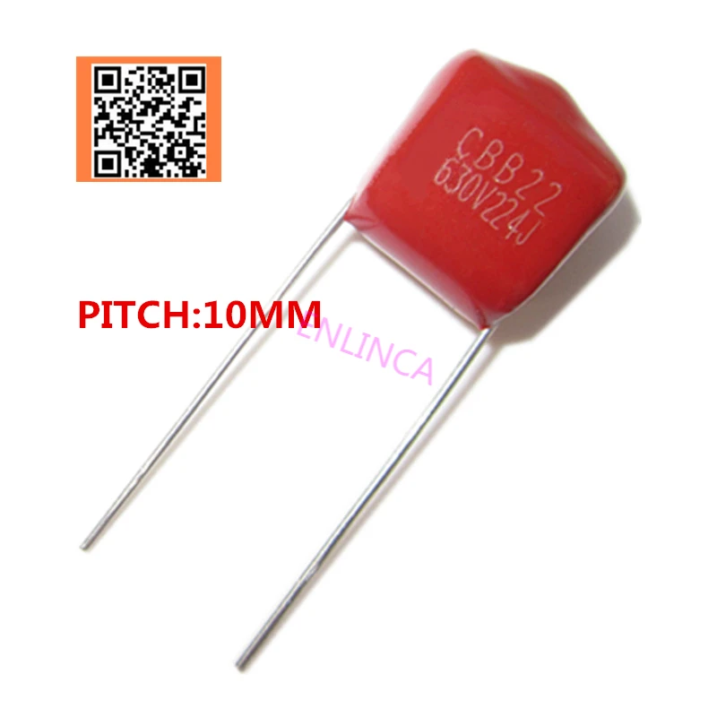 10pcs 630V 220NF 0.22UF 224J PITCH 10MM 630V Pitch 10mm 5% DIP CBB Polypropylene film capacitor