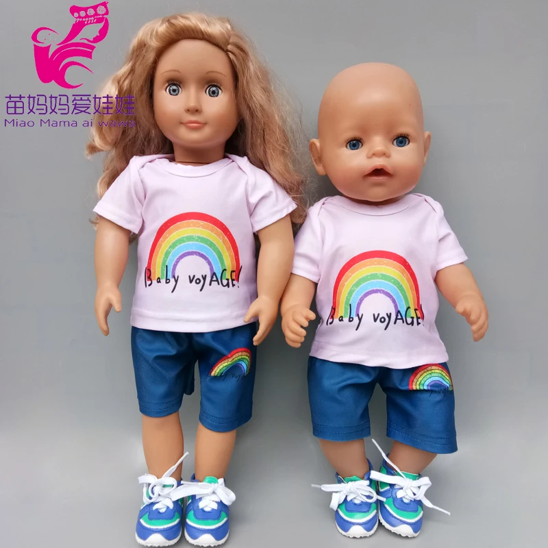 18 Inch Meisje Pop Regenboog Pak Voor 18 Inch Reborn Baby Pop Kleding Accessoires