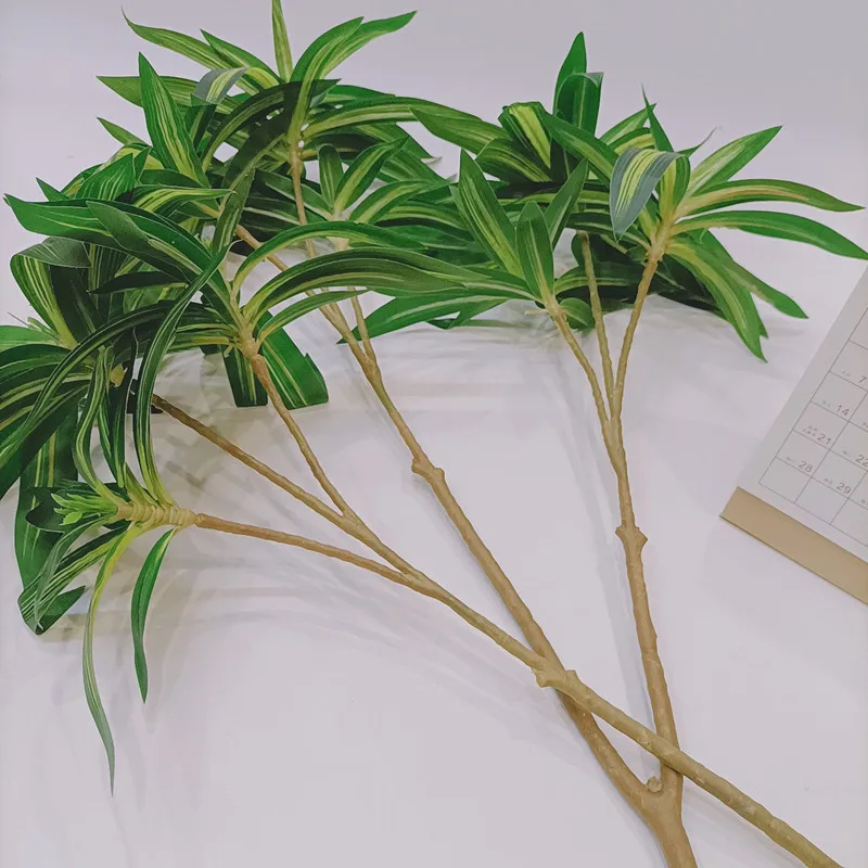 75 سنتيمتر 6 شوكة الزنبق الاصطناعي نباتات الخيزران الاستوائية نادرة وهمية شجرة النخيل فرع سطح المكتب الفن زهرة المواد فندق مكتب ديكور المنزل