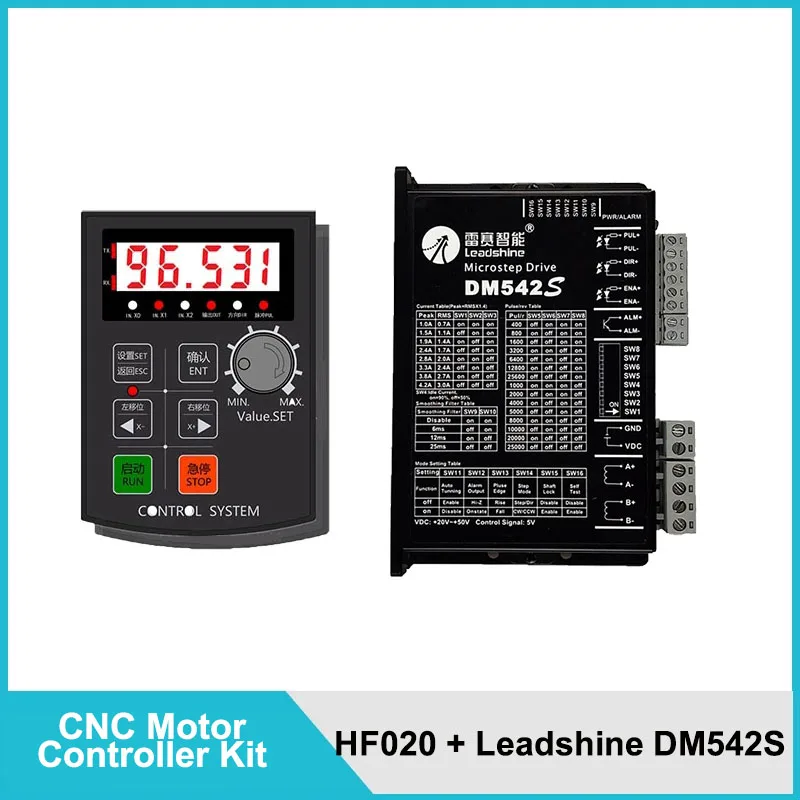 

Motor Controller Kit HF020 five-digit display + Leadshine Motor driver DM542S DC24V-50V For NEMA17/23 Stepper Motor