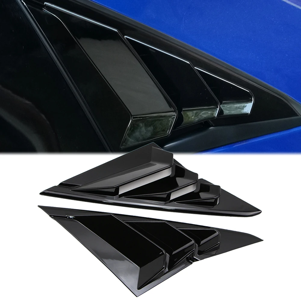 Rear Side Window Vent Louver Cover for Honda Civic Type R / Hatchback 2017 2018 2019 2020 Glossy Black