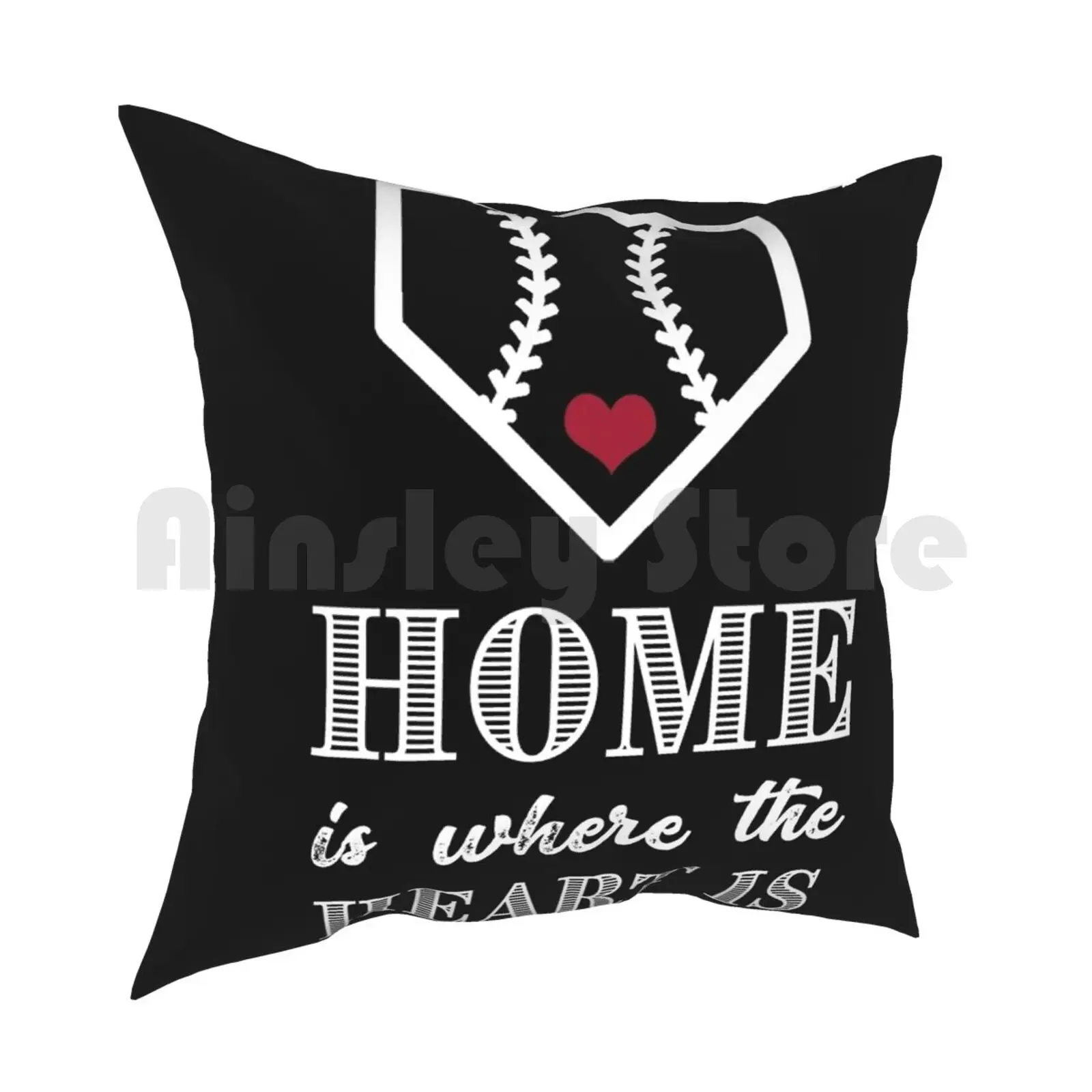 Home Is Where The Heart Is Baseball Product Pillow Case Printed Home Soft Throw Pillow Games Baseball Mom Baseball Funny