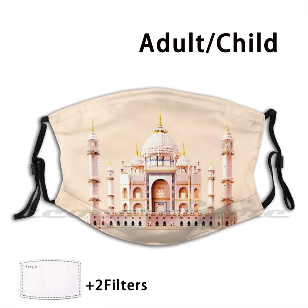 Taj Mahal Mask Adult Child Washable Pm2.5 Filter Logo Creativity Monument Taj Mahal Orange Memory Sweet Light Colour Mind