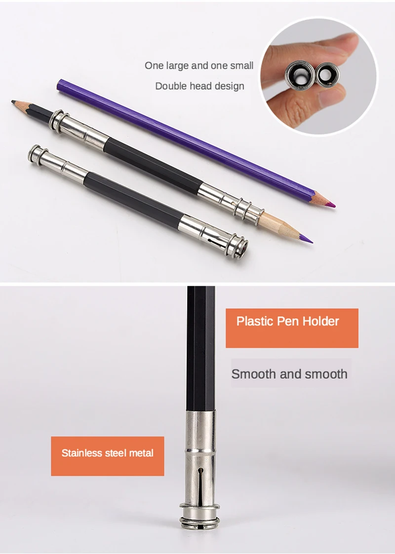 1 pcs Metal Pencil Extender Stainless Steel Pencil Lengthener Double-Headed Pencil Entender Pencil Sleeve stationery articles