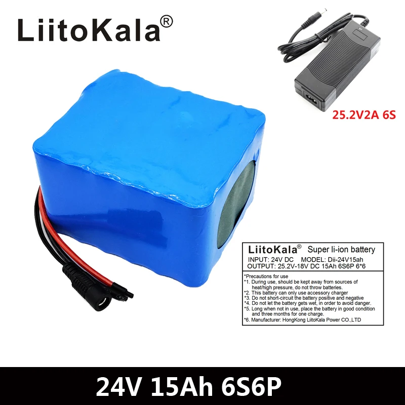 

LiitoKala 6S6P 24V 15Ah 25.2V lithium battery pack batteries for electric motor bicycle ebike scooter wheelchair cropper