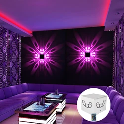 1PCS RGB Flower LED Wall Lamp Wall Mounted Remote Projection Colorful Wall Light Luminaire For Party Bar Lobby KTV Home Decor