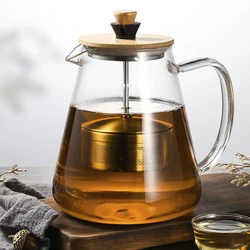 Stainless Steel Infuser Teapot Clear Borosilica Glass Filter Flower Tea Pot Heat Resistant Heated Container, Boiling Kettle Tool