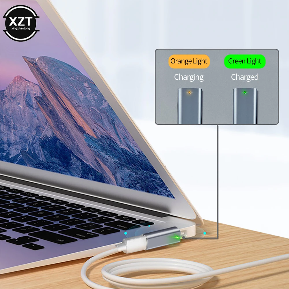 NEW Portable LED Aluminum Alloy PD Fast Charging Conversion Type-c To For Magsafe2 Adapter For Macbook Air/pro Laptop