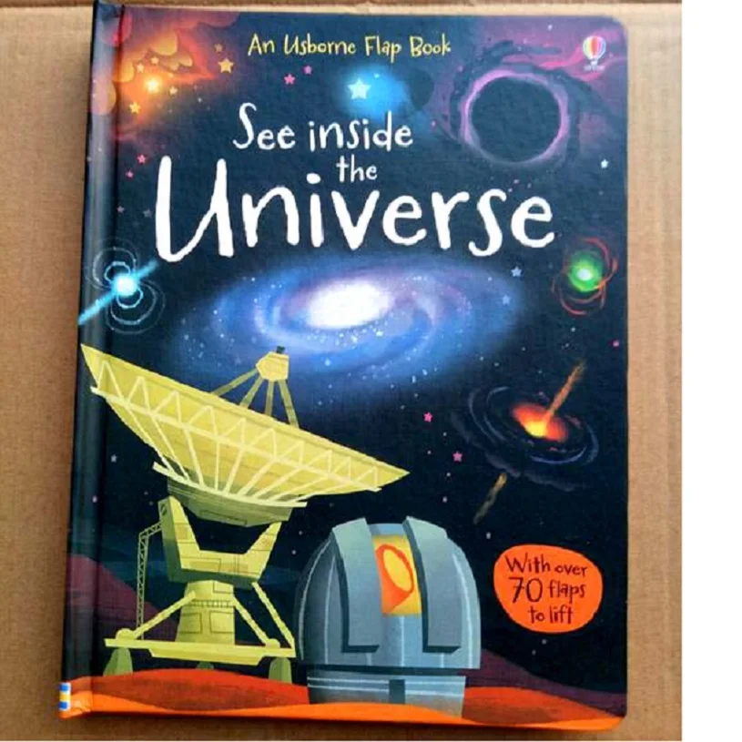 Usborne ver dentro do universo inglês educacional 3d aleta livro de imagens do bebê presente da primeira infância crianças lendo livros de história